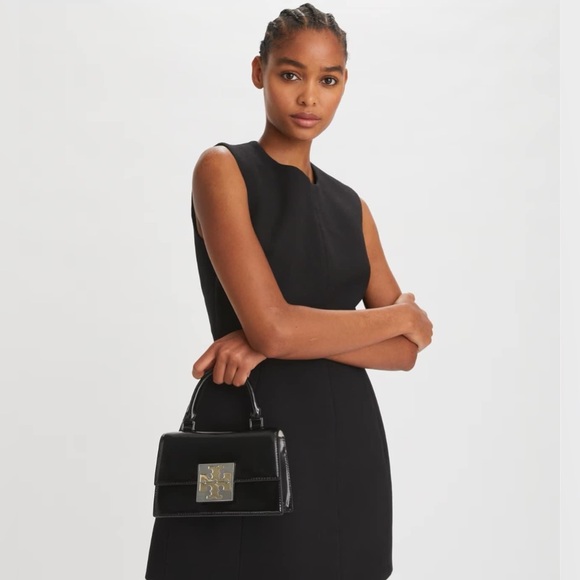 💰SOLD - 148865 - Tory Burch T Monogram Bon Bon Spazzolato Mini Top-handle Bag - Picture 12 of 13